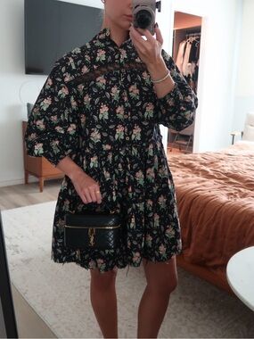Anthropologie PILCRO LONG-SLEEVE MOCK-NECK SWING MINI DRESS XS Petite